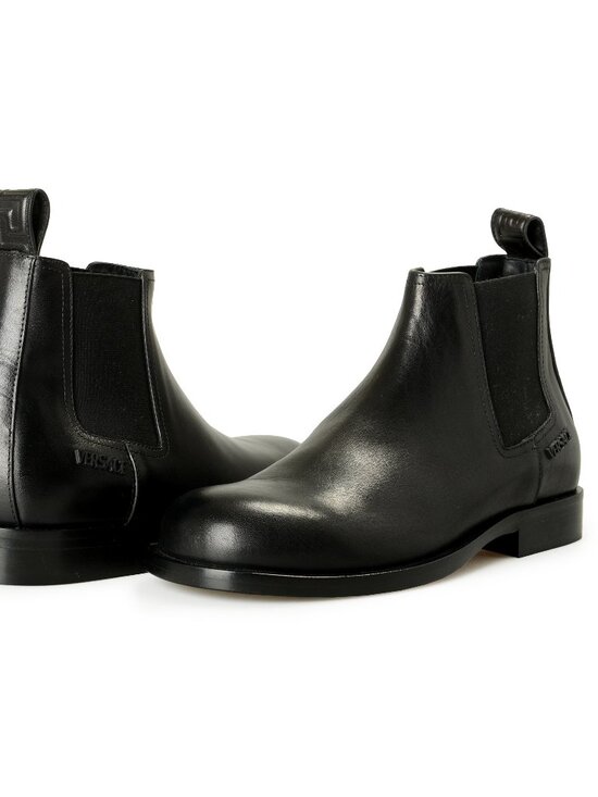 Versace Men\'s Black Leather Chelsea Boots Shoes US 7 IT 40